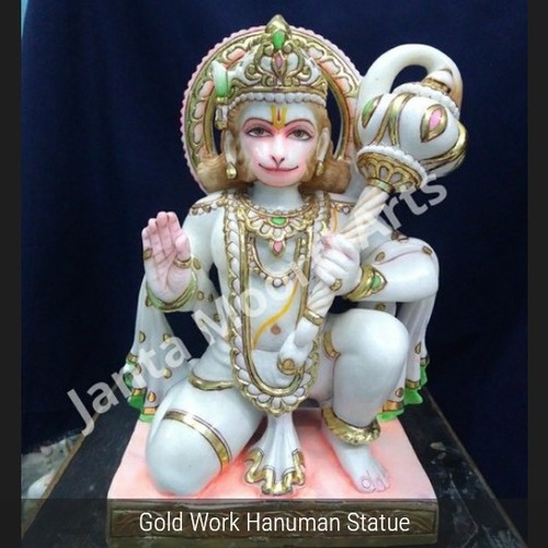 टिकाऊ सफेद और सुनहरी हनुमान प्रतिमा