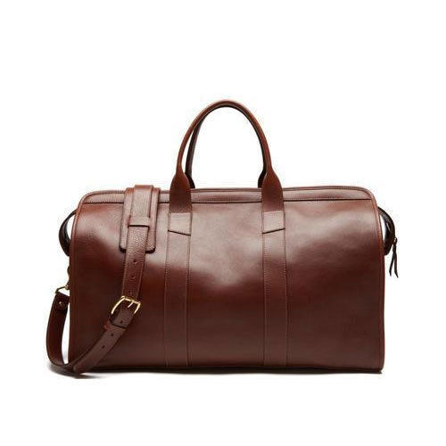 Brown Leather Duffel Bag - Zip Closure | Tear Resistant, Adjustable Strap, Perfect Finish for Travel Use, High Strength