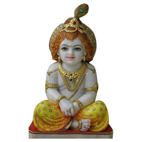 Easy To Clean Multicolour Marble Bal Gopal Statue