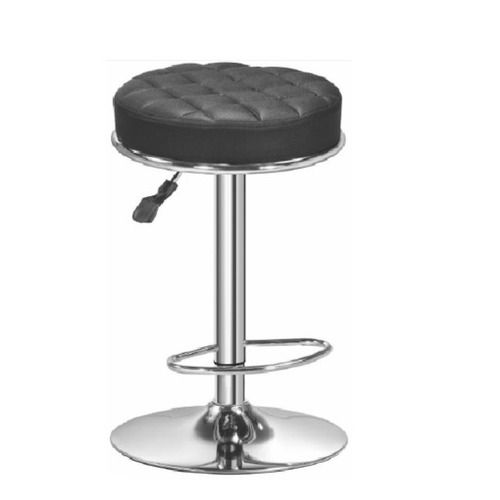 Black & Chrome Round Leather Seat Bar Stool