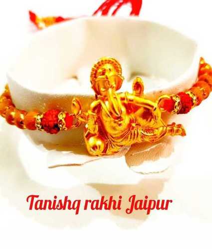 Tanishq Fancy Golden Ganesha Rakhi
