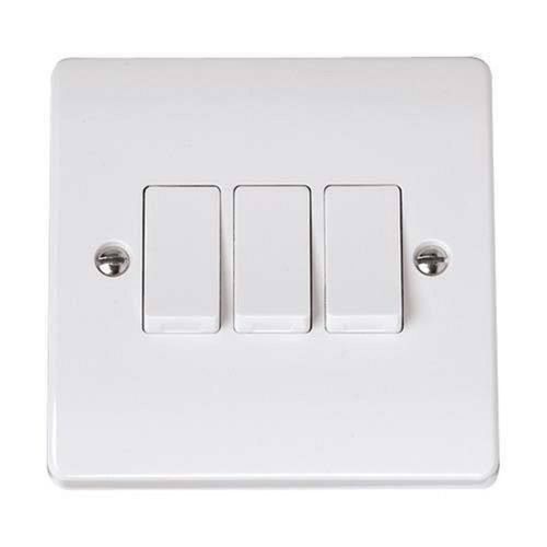 Electrical Plain White 3 Switch Board