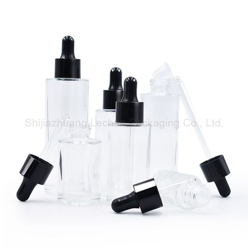 Electronic Unit Clear Glass Bottles With Dropper Cap Flat Shoulder Bottles