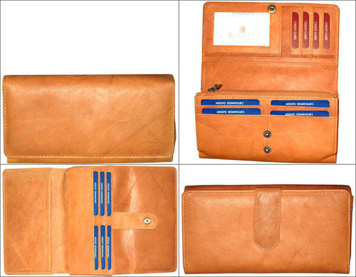 Various Colors Are Available Brown Foldable Leather Wallet