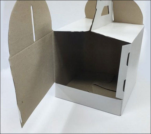 White Corrugated Handle Cake Box