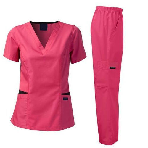 Cotton Pink Female Scrub Suit