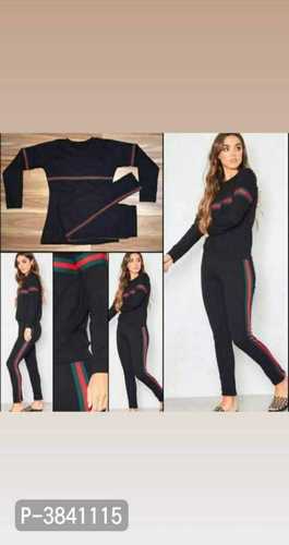 Cotton Ladies Black Track Suit