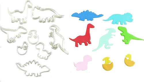 Transparent 8 Piece Jurassic Dinosaur Cookie Fondant Cutter Set With T-Rex, Stegosaurus, Brontosaurus And Baby Dino Cake Decorating Sugarcraft Tool