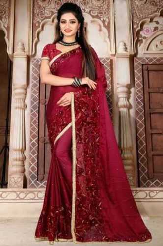 All Maroon Color Designer Fancy Sarees