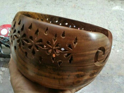 Brown Wooden Yarn Bowl