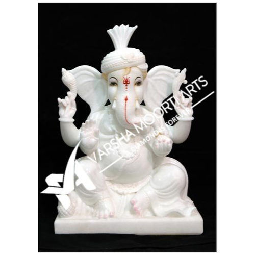 Pure White Matte Marble Ganesha Statue