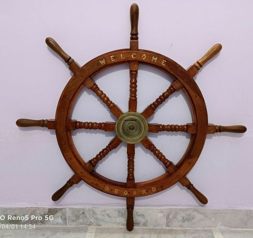 Wooden 36 Inch Antique Brass Nautical Pirate Ship Gift Wheel