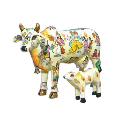 Kamdhenu Cow With Calf Ceramic Statue