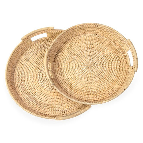 Non-toxic Round Bamboo Rattan Handwoven Tray