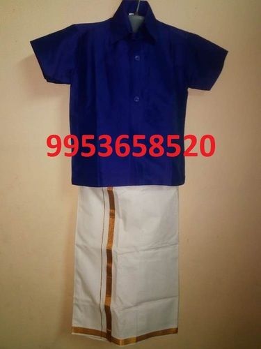 Blue Kerala Dhoti And Shirt