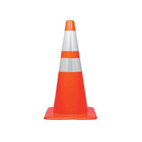 PVC Reflective Traffic Cone - 750mm Height, Orange Color | Crack Proof, Premium Quality, Highly Durable