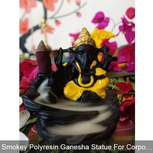 Easy To Clean Smokey Polyresin Ganesha Statue Cum Incense Holder