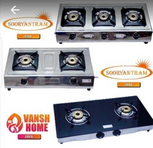 स्टेनलेस स्टील दो और तीन बर्नर गैस स्टोव