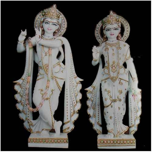  सफेद और सुनहरी राधा कृष्ण की प्रतिमा