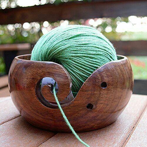 Wood Wooden Knitting Yarn Bowl