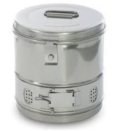 Stainless Steel Cylindrical Surgical Dressing Bin For Hospital