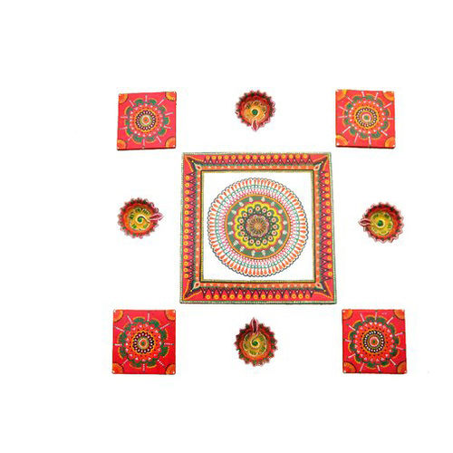 Traditional Multicolour Square Rangoli