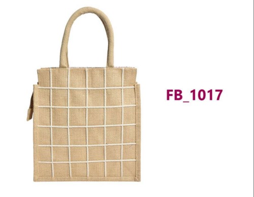 Multicolor Zip Closure Jute Tote Bag (1017)
