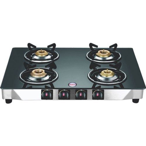 Toughened Glass Top 4 Burner Gas Stove - Dimension (L*W*H): 635X500X60 Millimeter (Mm)