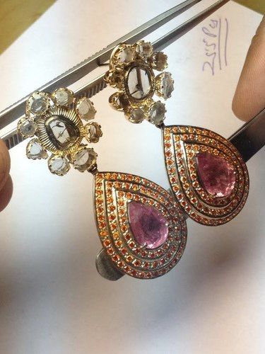 Emerald Cut Pink Sapphire and Diamond Earrings 014 ctw  Costco