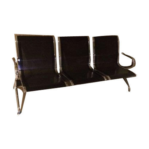 Black Metal Three Seater Visitor Chair