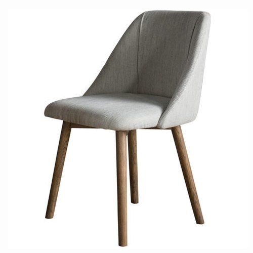 Wooden & Fabric Dining Chair - Color: Brown And White