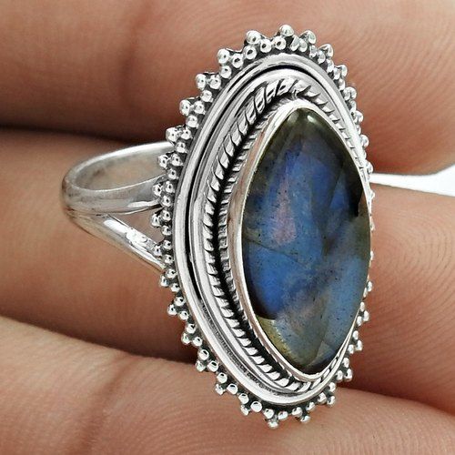 925 Sterling Silver Natural Blue Labradorite Ring