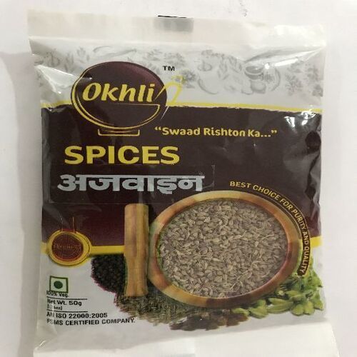 Okhli Carom Seeds - 50gm & 100gm Packs | ISO 22000:2005 Certified, Healthy, Natural Taste, No Artificial Flavour Added, Non Harmful