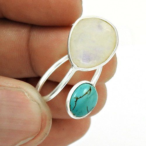 Rainbow Moonstone, Turquoise Gemstone Ring