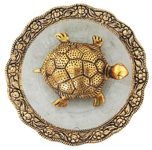 Showpiece Tortoise Statue With Glass Plate