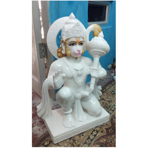 Glossy White Hanuman Statue