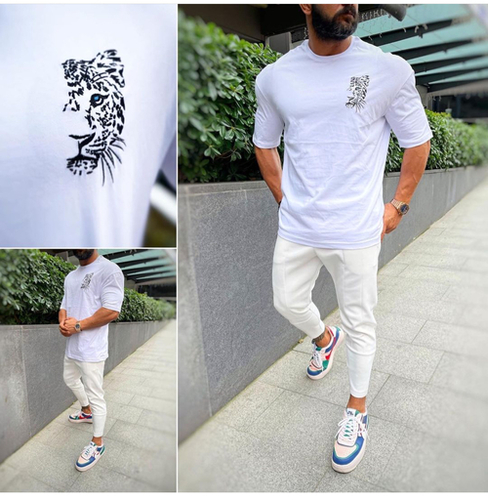 Nohow Lion Embroidered Men's T-Shirt