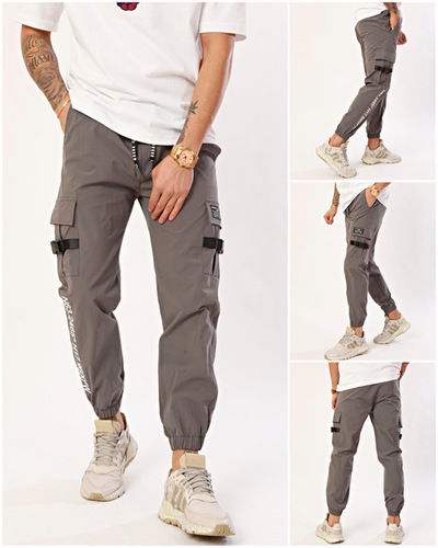 Breathable Nohow Men'S Jogger Trousers Printed Gray