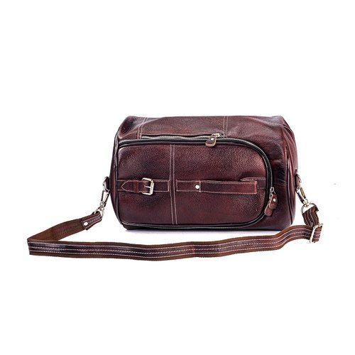 Brown Adjustable Strap Leather Duffle Bag