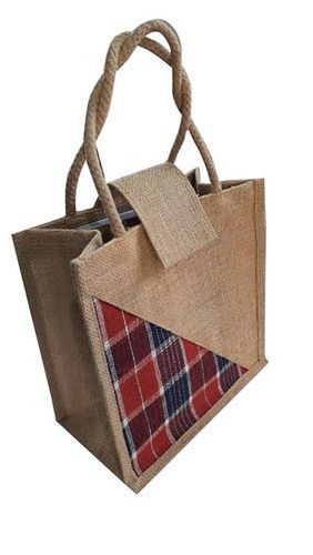 Flap Closure Jute Lunch Bag