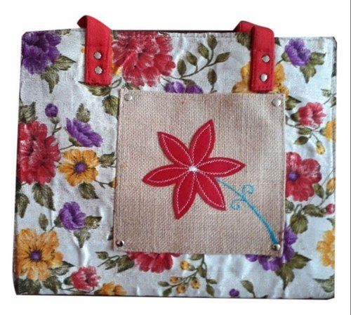 Multicolor Floral Printed Ladies Jute Bag