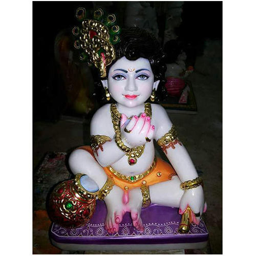 Durable Little Krishna Multicolour Marble Statue