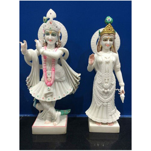 Radha Krishna White Marble Statues