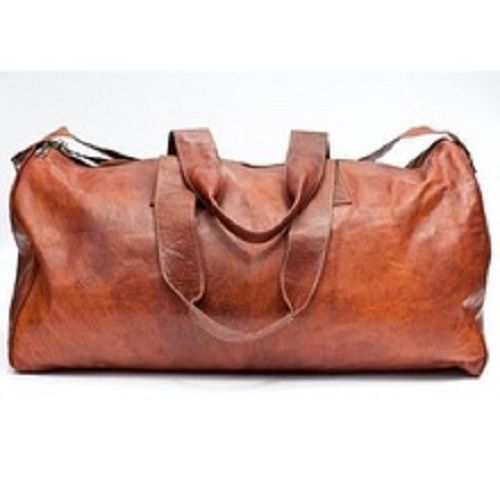 Brown Spacious Plain Design Duffle Bag