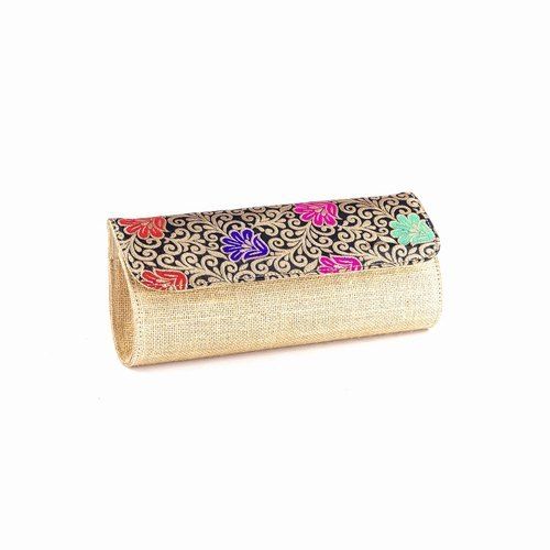 Multicolor Women Jute Clutch Bag