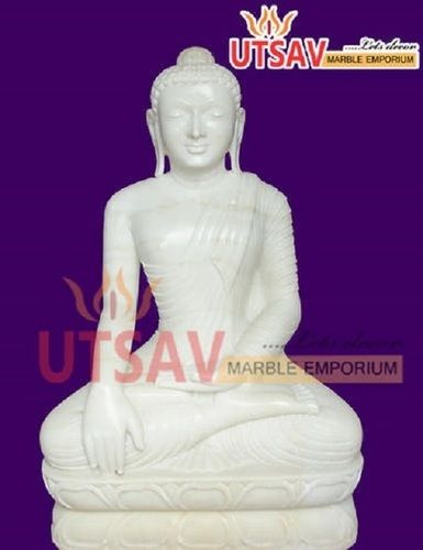 Eco-Friendly Pure White Marble Lord Buddha Statue