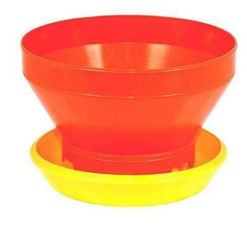 Poultry Turbo Chick Feeder - 5.0 Kgs Capacity, Red & Yellow Plastic Manual Feeding Equipment