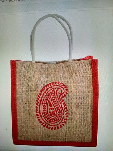 Multicolor Short Cotton Padded Open Printed Jute Bag