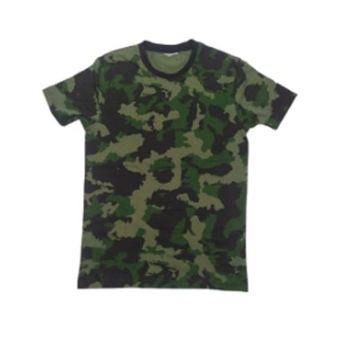 Green Camouflage Printed Round Neck T shirt