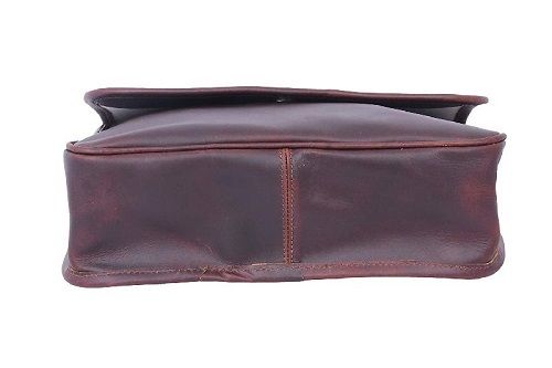 Brown Plain Leather Messenger Bag